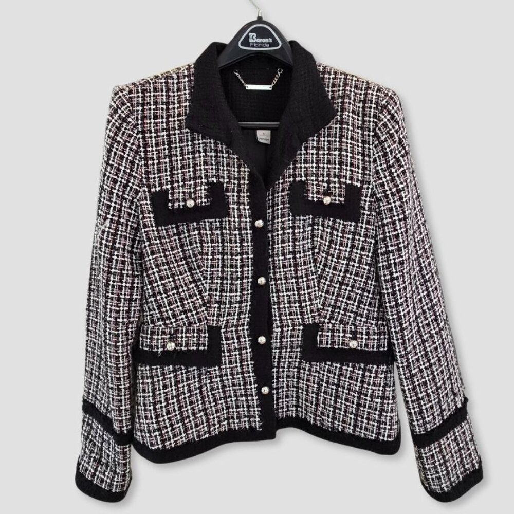White House Black Market Black and White Tweed Blazer Jacket